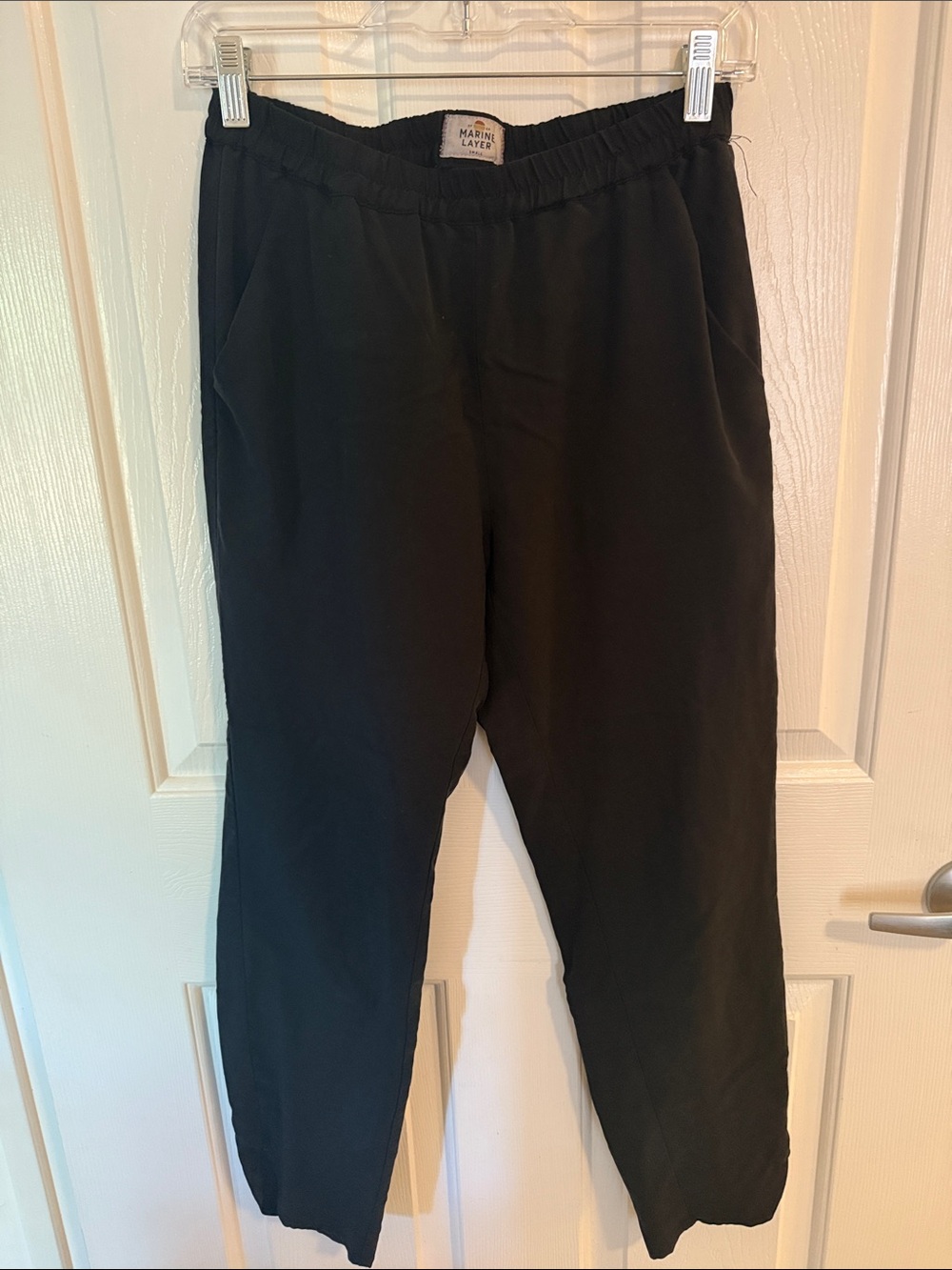 Marine Layer Black Elastic-Waist Pants